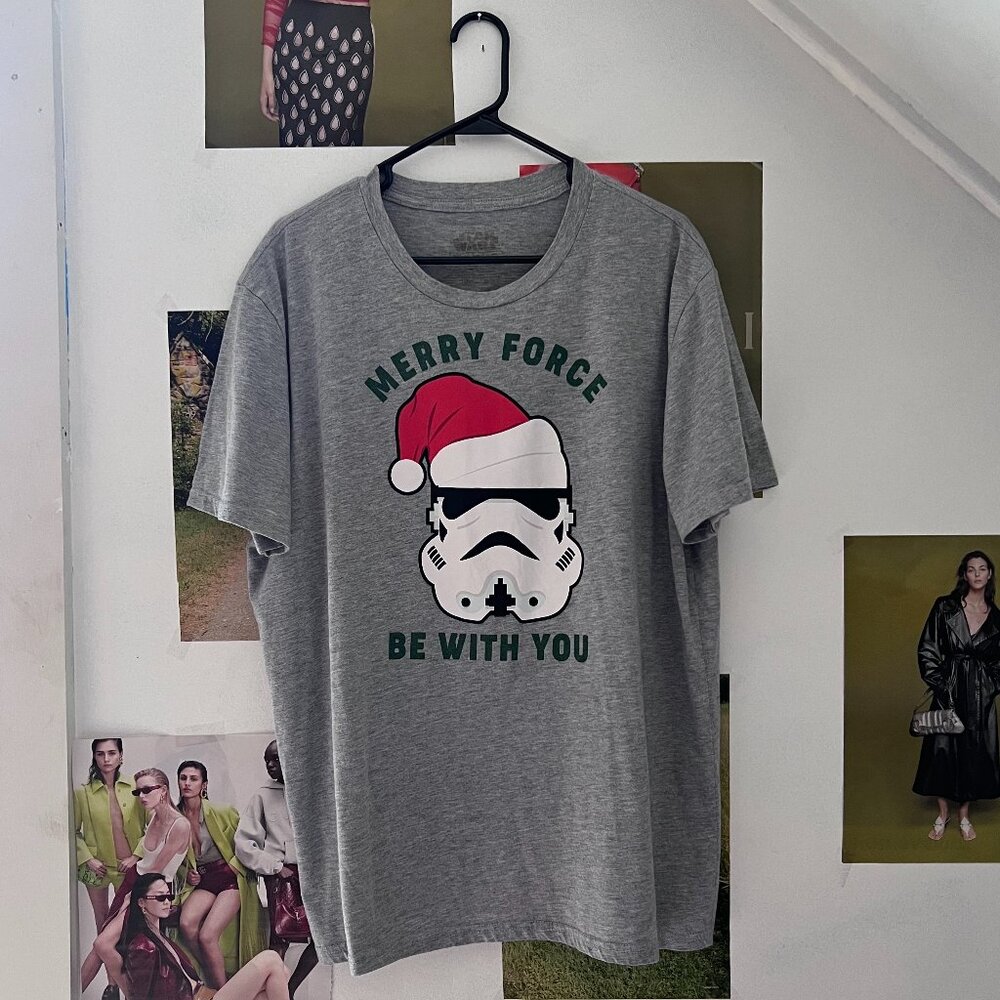 Star Wars Storm Trooper Sant Merry Force Be With You Graphic T-shirt Unisex Tees
